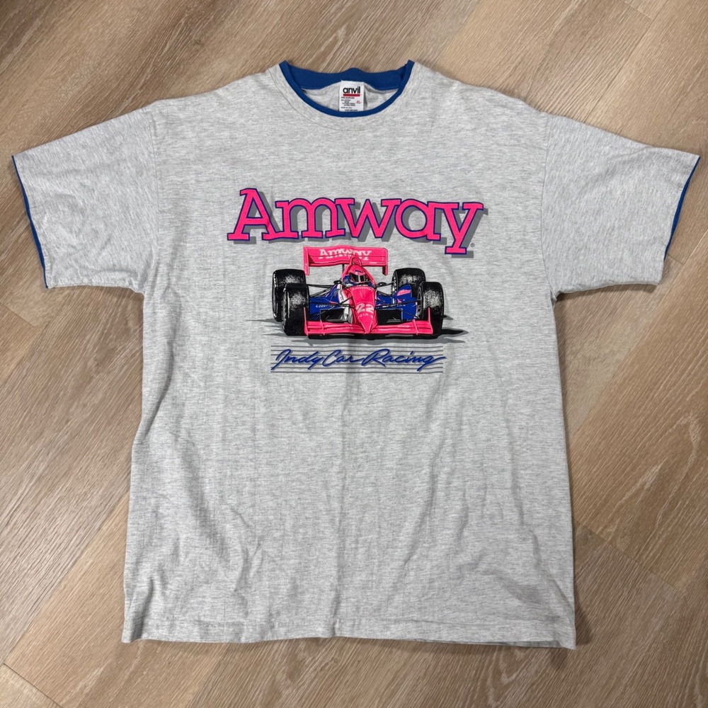 Anvil Vintage Amway IndyCar Racing T-Shirt Heather Gray - Size XL